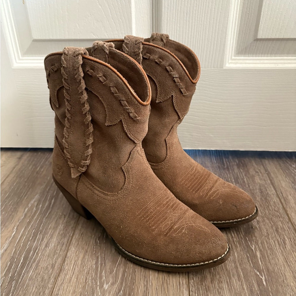 Ariat Tan Suede Western Heeled Boots